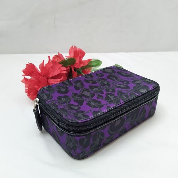 Coach Purple Canvas Zip Around Travel Jewelry Box - Picture 3 of 12